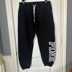 PINK Victoria's Secret Black Joggers with White Logo